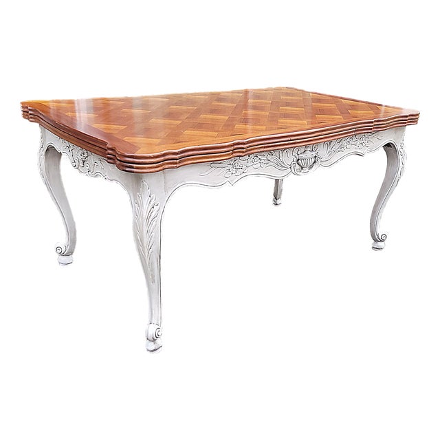 1950s French Country Draw Leaf Table in Walnut For Sale