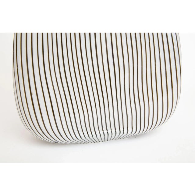 Glass Vintage Murano Seguso Vetri D' Arte Black and White Striped Glass Triangle Sculptural Lamp For Sale - Image 7 of 12