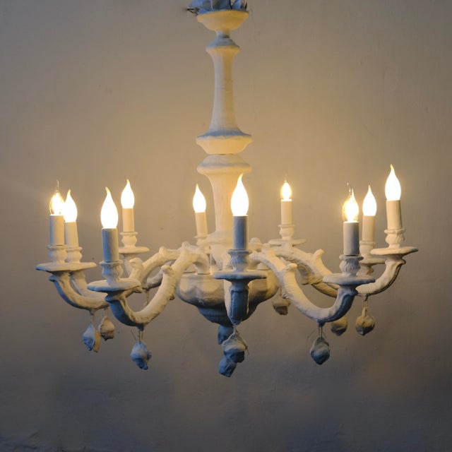 Modern Handcrafted 10-Arm Chandelier in Coated Glass For Sale - Image 3 of 18