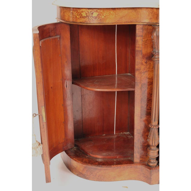 Victorian Inlaid Burl Walnut Sideboard With Marble Top For Sale - Image 11 of 13