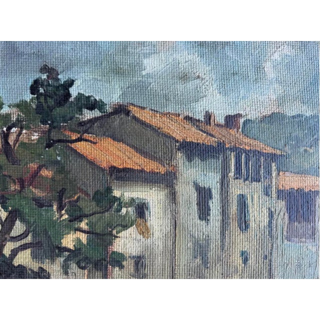 1960s Vintage French Village by the Sea, Coastal Oil Painting in New Frame For Sale - Image 5 of 6