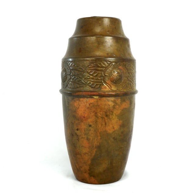 Metal Large German Art Nouveau Jugendstil Copper Vase With Tin Liner 1920's For Sale - Image 7 of 10