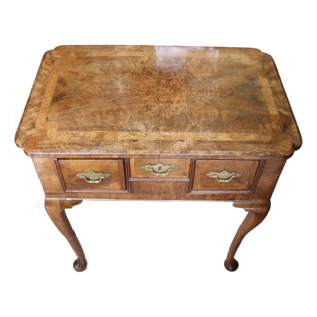 Queen Anne Period Burl Walnut Lowboy Table For Sale