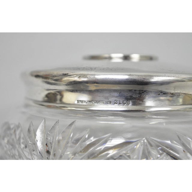 Antique Victorian Sterling Silver Crystal Glass Vanity Hair Receiver "N" Mono For Sale In Philadelphia - Image 6 of 14