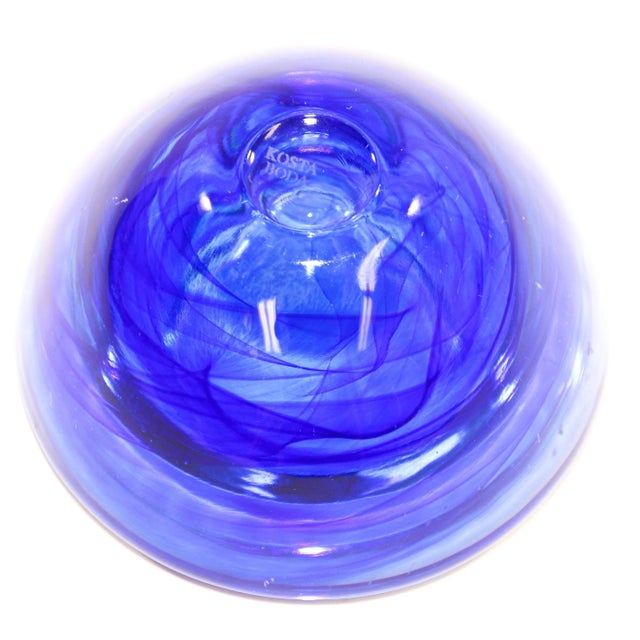 Kosta Boda Royal Blue Crystal Candle Holder by Anna Ehrner, 1990's For Sale - Image 10 of 11