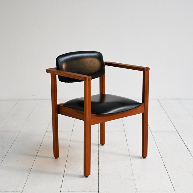 Black Teak and Leather Chair, Denmark, 1960s For Sale - Image 8 of 8