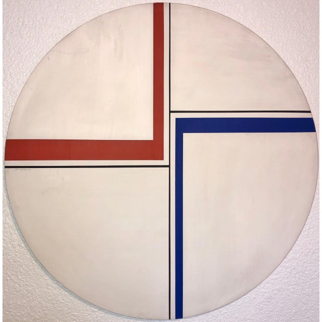 Johnathan Singer, 1972 Abstract Oil Painting Homage to Ilya Bolotowskiy Hard Edged Abstraction, 1972 For Sale