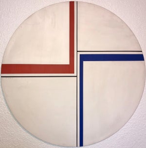 Johnathan Singer, 1972 Abstract Oil Painting Homage to Ilya Bolotowskiy Hard Edged Abstraction, 1972