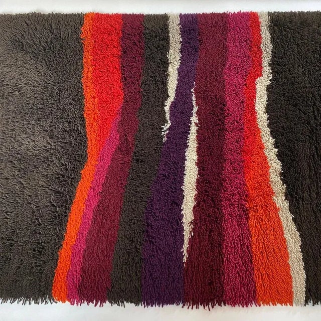Vintage Dutch Colorful Stripes Panton Style High Pile Rug by Desso, 1970s For Sale - Image 14 of 18
