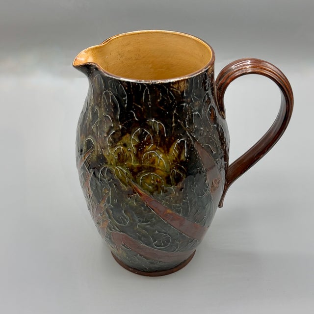 Antique Natural Foliage Stoneware Ale Pitcher Vase from Royal Doulton Lambeth, 1902 For Sale - Image 10 of 18