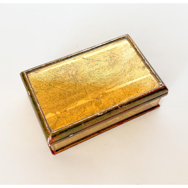 Mid 20th Century Vintage Gilt Wood and Eglomise Velvet Lined Box For Sale - Image 5 of 12