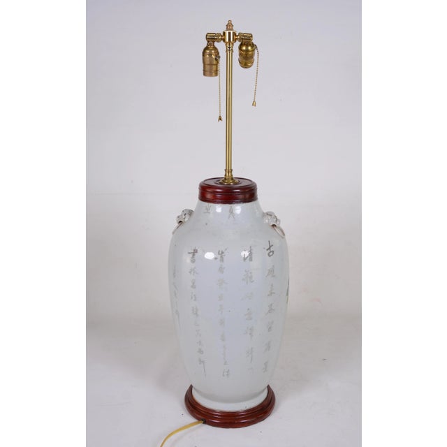 Asian Antique Chinese Late 19th Century Antique Famille Rose Vase Table Lamp For Sale - Image 3 of 9