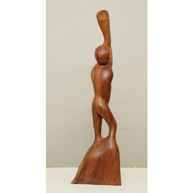Modern Abstract Figural Carved Walnut Sculpture For Sale - Image 4 of 13