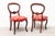 English Pair Early 20th C Walnut Balloon Back Side Chairs With Red Upholstery For Sale - Image 3 of 7