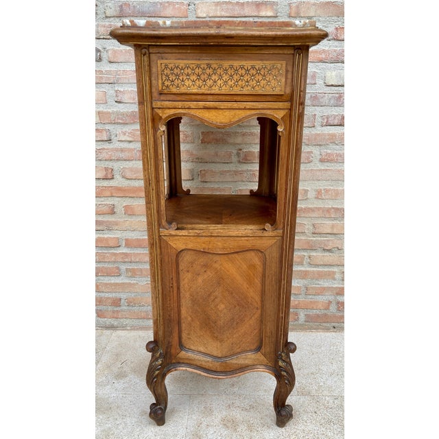 Early 20th Century Louis XVI Style Spanish Nightstands in Wood and Red Marble, 1920s, A Pair For Sale - Image 17 of 18