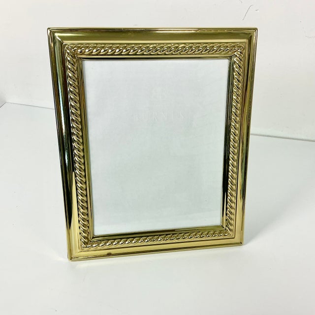 1980s Vintage Hollywood Regency Art Deco Lacquered Brass Tabletop Picture Frame, 8 X 10 For Sale - Image 6 of 10