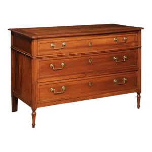 French 1890s Louis XVI Style Three-Drawer Commode with Rounded Fluted Side Posts