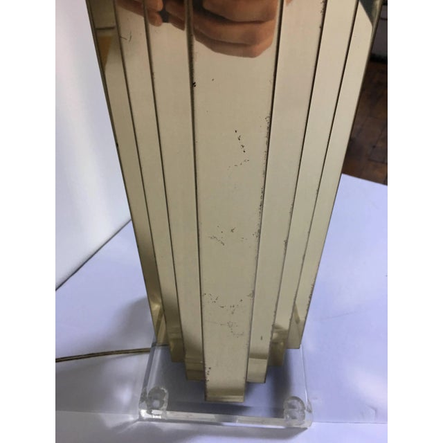 Brass Skyscraper Brass and Lucite Table Lamp For Sale - Image 8 of 11