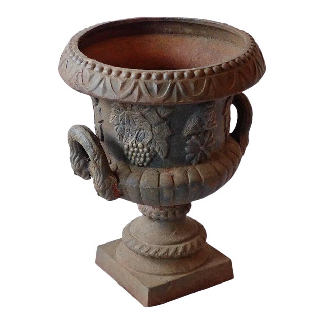 Victorian Garden Urn - Cast Iron - Grapevine Design For Sale