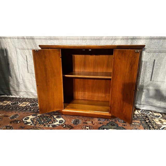 Drexel 1960s John Van Koert for Drexel 2-Door Walnut Cabinet For Sale - Image 4 of 11