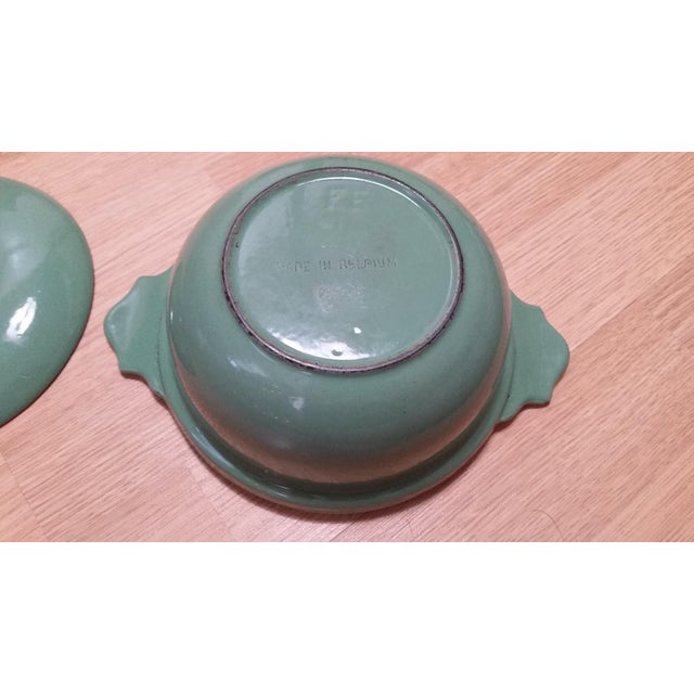 Antique Belgium Cast Iron Green Enamel Covered Casserole Chairish