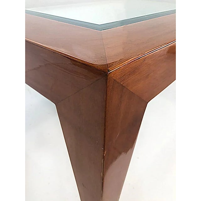 Late 20th Century Late 20th Century Vintage Enrique Garcel Mahogany Coffee Table With Inset Beveled Glass Top For Sale - Image 5 of 12