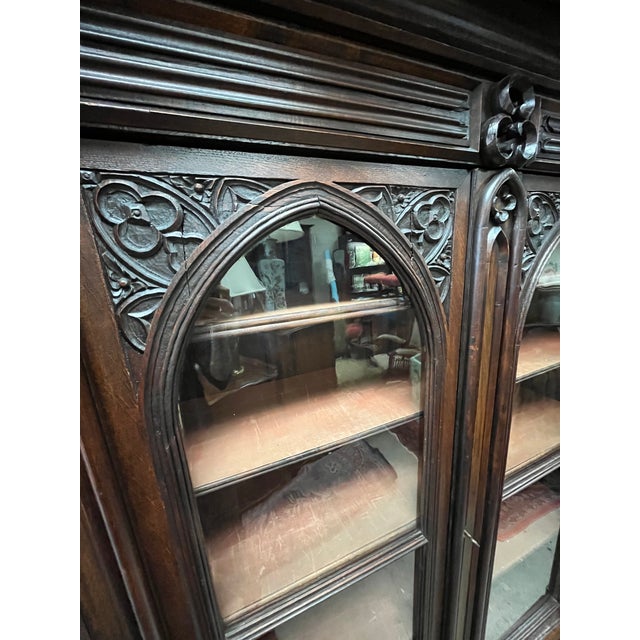 Gothic Amazing 19th Century Walnut Gothic Two Door Bookcase For Sale - Image 3 of 9