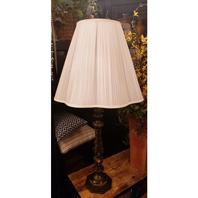 Mid 20th Century Mid 20th Century Tall Bronze and Gold Table Lamp With Two Tone Finish For Sale - Image 5 of 9