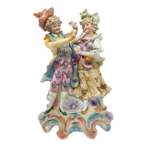 Early 20th Century Bisque Porcelain Figurine - Courtly Couple - 9.5"