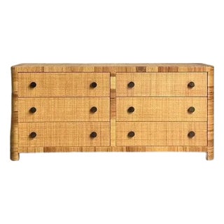 Vintage Boho Bielecky Brothers Woven Rattan Dresser For Sale
