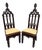 Vintage Pair Gothic Revival Carved Cathedral Arches Dark Wood Hall / Side Chairs W/ Cushions For Sale