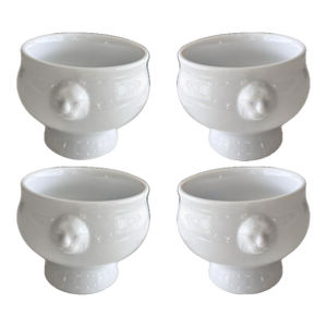Bodum French White Porcelain Lion Head Soup Bowls - Set of 4