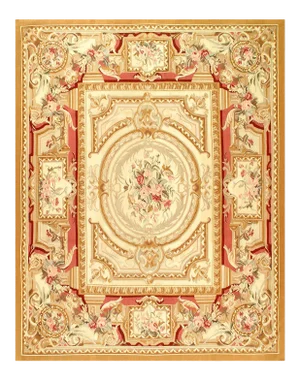 Beige Color Fine Hand Knotted Abusson Rug 8' X 10'3''