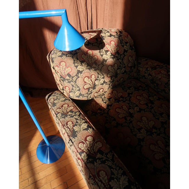 Postmodern Vintage Upholstered Chaise Lounge With Botanical Fabric For Sale - Image 3 of 13