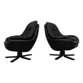 Leather Swivel Chair by H. W. Klein for Bramin, Denmark, 1970s For Sale