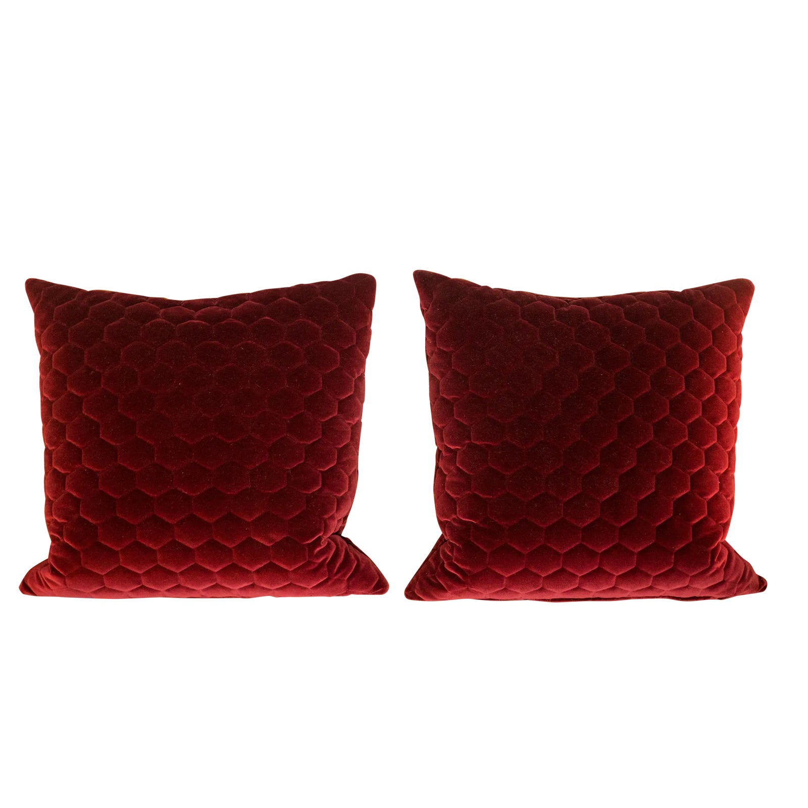 Red Velvet Custom Made Geometrical Pillows a Pair Chairish