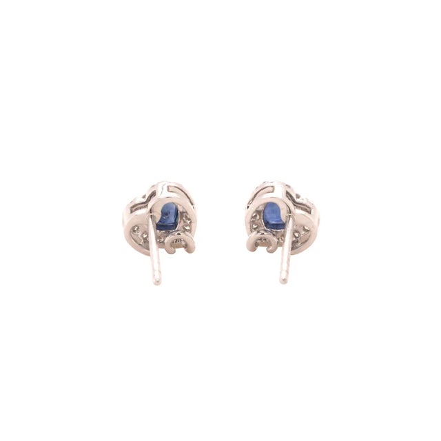 Convertible Heart Cut Sapphire and Diamond Platinum Earrings - Fei Liu, Pair For Sale - Image 4 of 5
