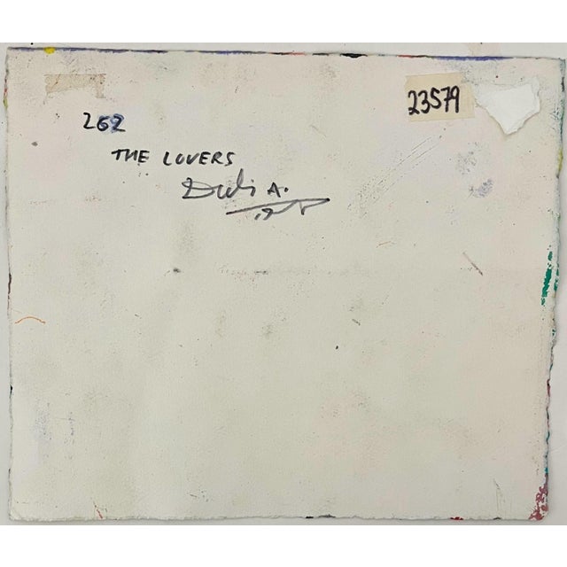 Early 20th Century Arie Dubi, Israeli Judaica Original Painting "The Lovers" in Garden Polish Artist Arie Dubi For Sale - Image 5 of 5