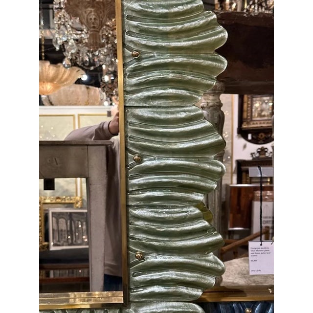 2000 - 2009 Murano Glass Palm Leaf Mirror For Sale - Image 5 of 7