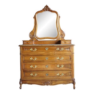 Antique French Rococo Chest of Drawers With Mirror For Sale