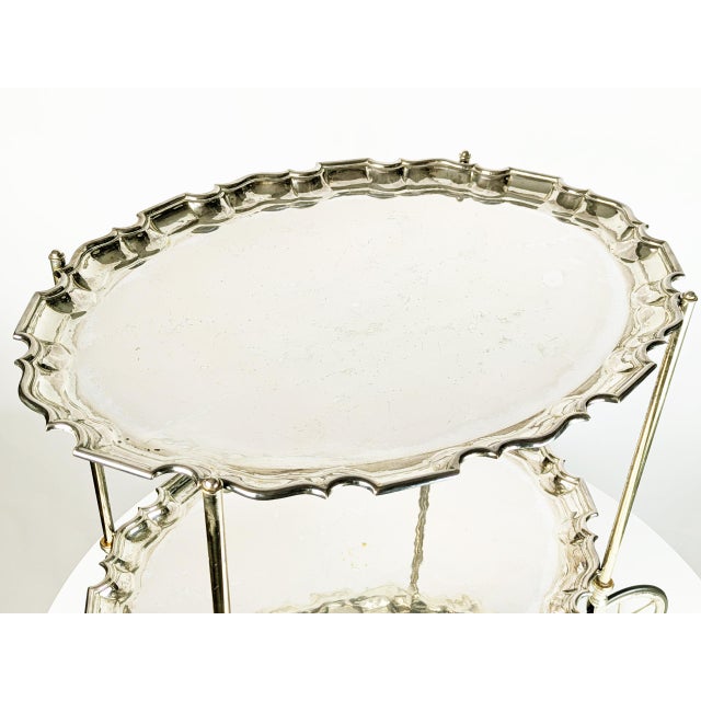 Elegant baroque style serving cart in silver plated metal and rubber wheels, manufactured by silvermaster Carlo Mozzoni in...