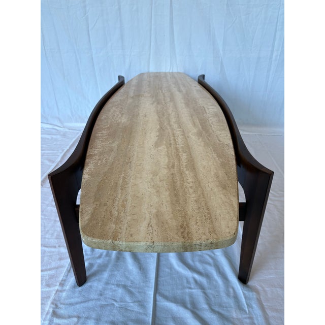 Wood 1960s Bertha Schaefer for Singer & Sons Travertine Surfboard Coffee Table Mid Century Danish Modern For Sale - Image 7 of 12