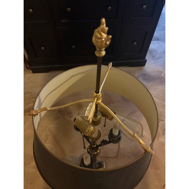 Black Louis-Philippe Ormolu Antique Lamp With Tole Shade Wax Candles For Sale - Image 8 of 12