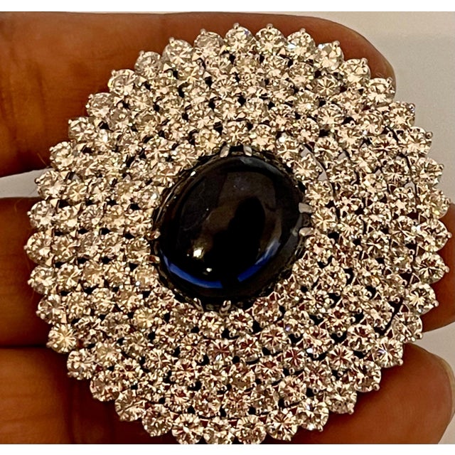 GIA Certified 18.41 Ct Sapphire & 21 Ct Diamond VVS/E-F Color Pin Set 18 KWG For Sale - Image 4 of 18