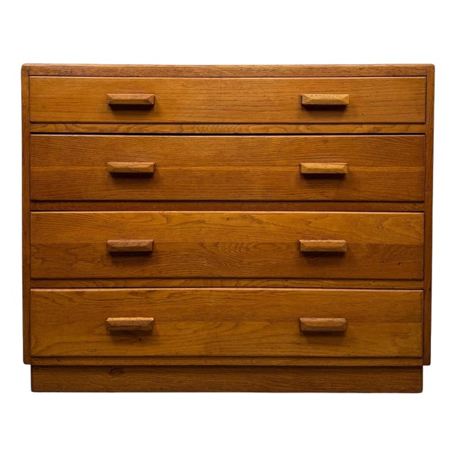 Antique Early 20th Century English Golden Oak Chest of Drawers For Sale