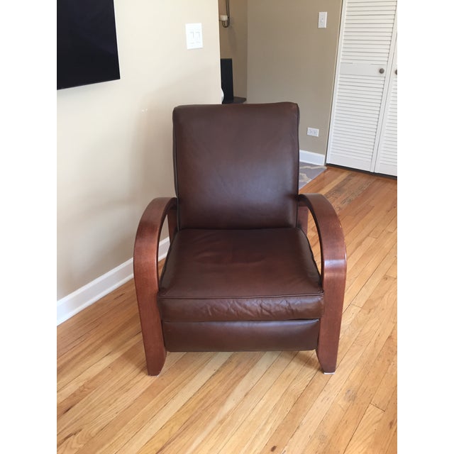 Contemporary Restoration Hardware Chestnut Leather Recliner Chairish