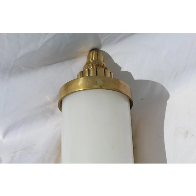 Art Deco Glass Frosted Shade Solid Brass Castings Sconces - a Pair For Sale In Los Angeles - Image 6 of 12