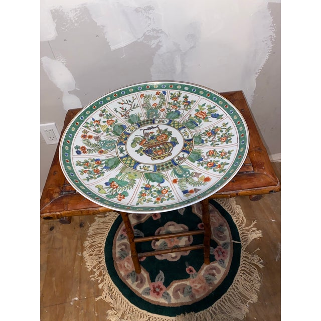 Drawing/Sketching Materials Vintage 18" Mottahedeh Chinese Export Style Large Porcelain Platter - Famille Rose Flower Basket For Sale - Image 7 of 12