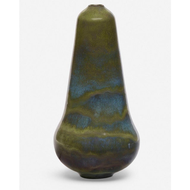 Gertrud and Otto Natzler Rare Mariposa Glaze Vase Form, 1963 Earthenware with green and blue Mariposa reduction-fired...