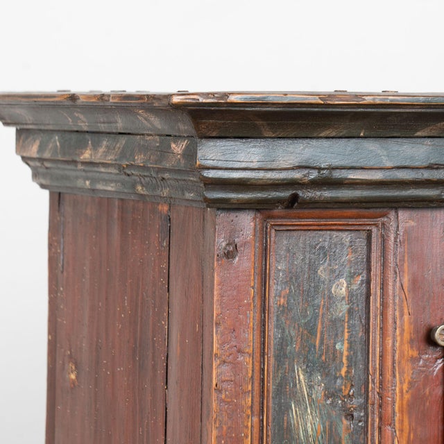 Original Hand Painted Swedish Pine Two Door Cupboard Cabinet Dated 1771 For Sale - Image 4 of 13